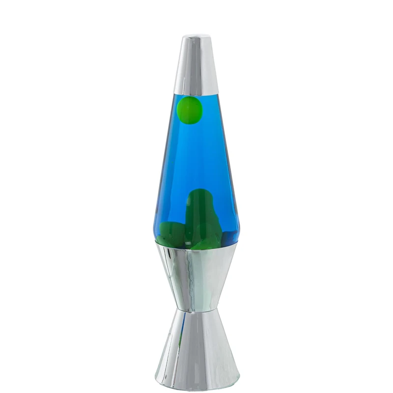 LÁMPARA Lava Metal Gloss Green/Blue Liquid + Bottle Repue_°9 x 37 cm Black Cable: 150 cm