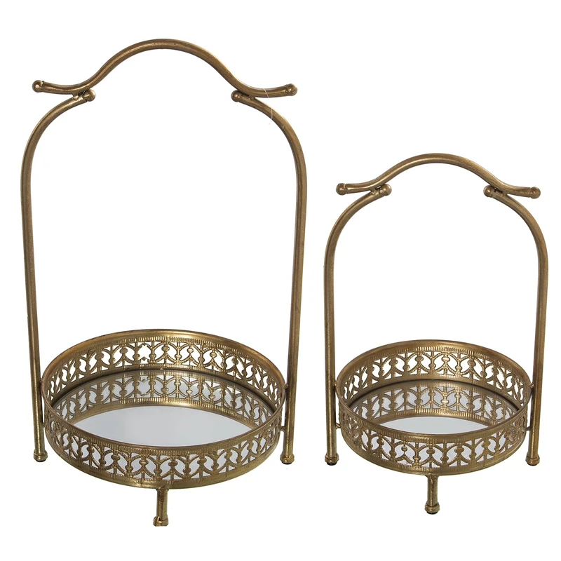 Set of 2 Metal Bandanas C/ASA Dorado/Espejo 28 x 26 x 48 cm + 22 x 21 x 34 cm - Image 1