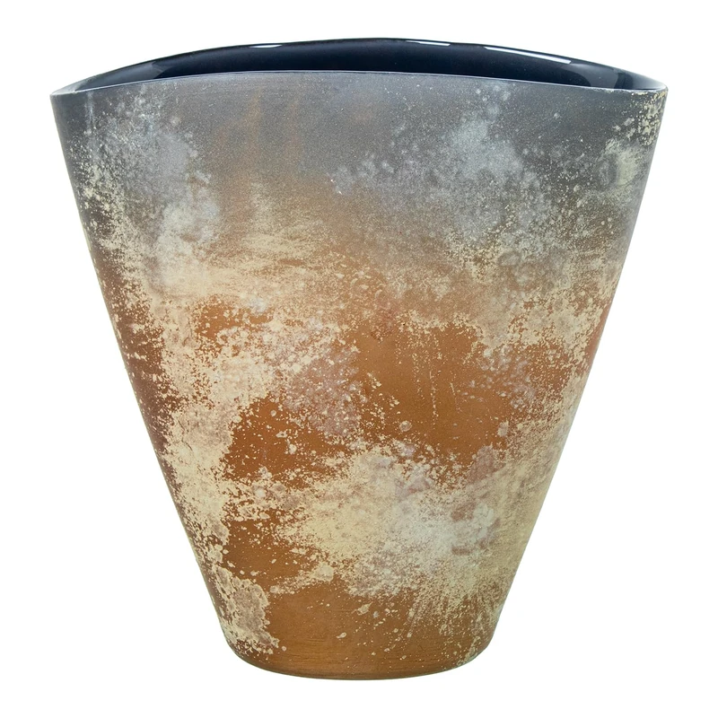 JARRÓN CRYSTAL 24 CM GRIS/COBREOPACO_24X14X24CM