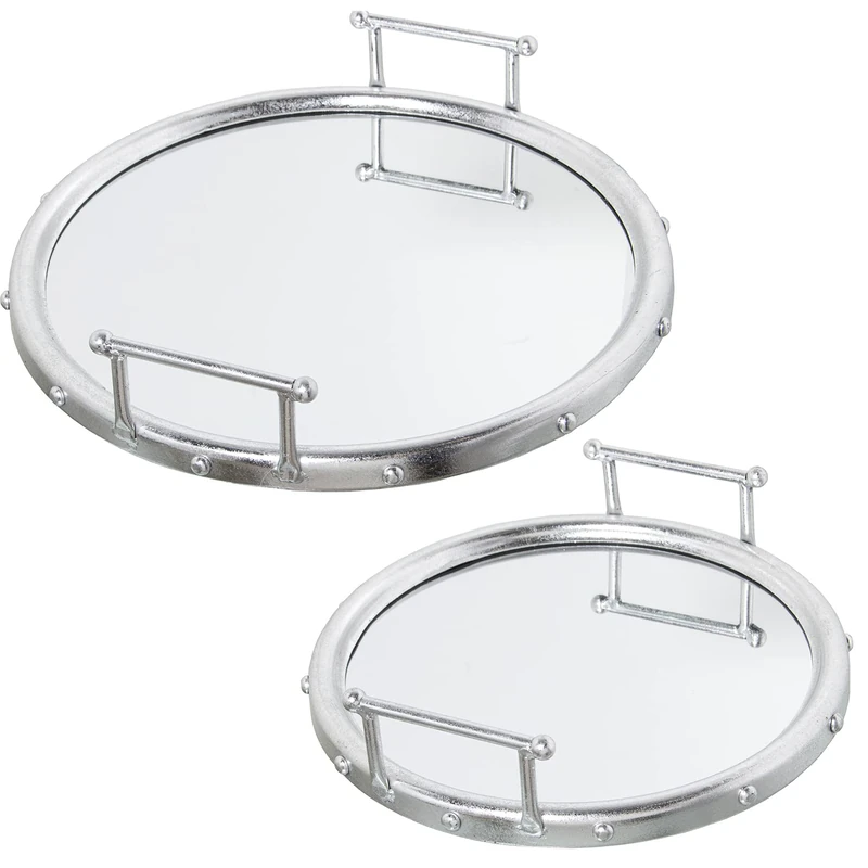 Set of 2 Metal PlateadoSPEJO Bandanas 47 x 9 cm + 40 x 9 cm, Int: 41/°33