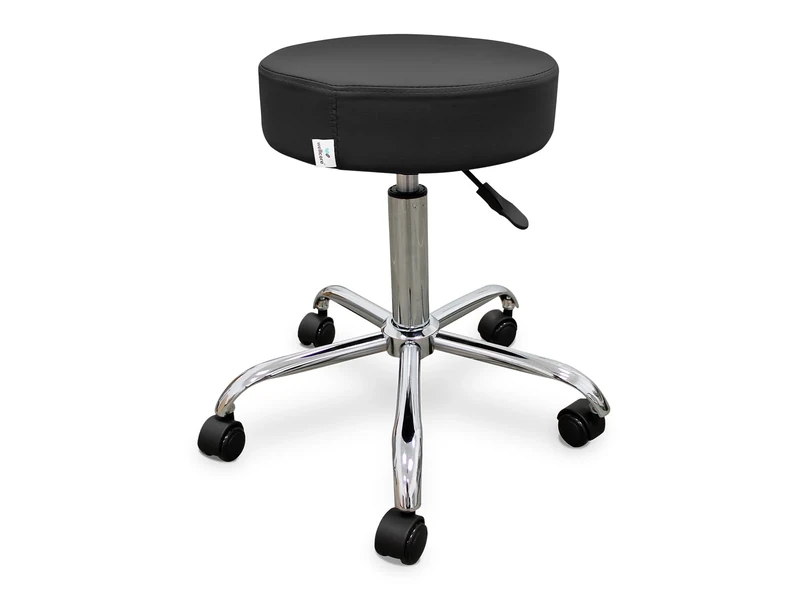 Wellcore Stool with Self-Braking Wheels Black
