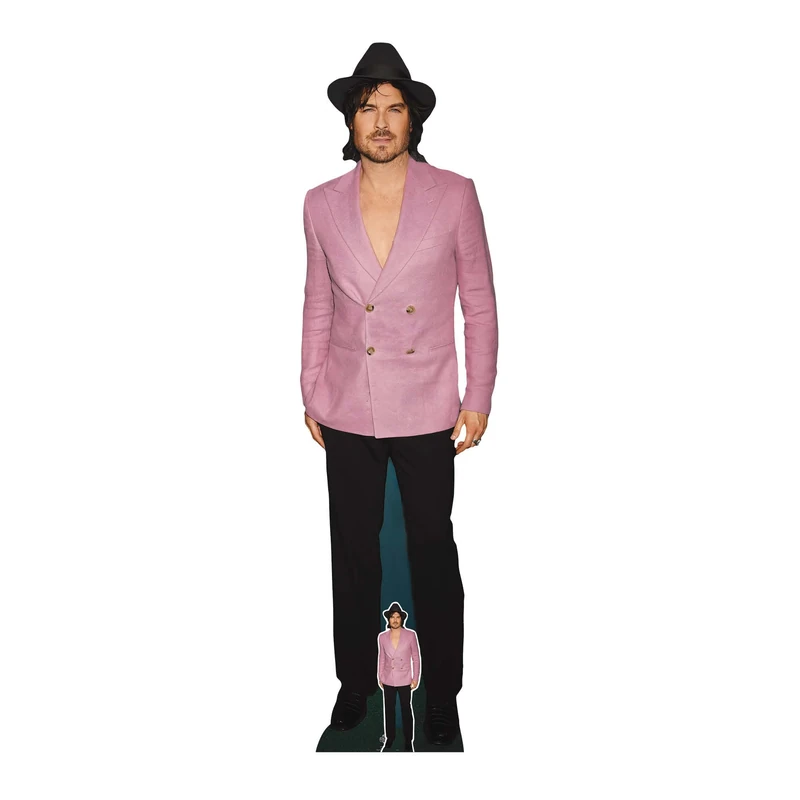 Star Cutouts CS1228 Ian Somerhalder Pink Suit Height 184cm Lifesize Cardboard Cutout With Mini - Ideal for Celebrity Theme, Television & Movie Fans, Birthdays & VIP Events