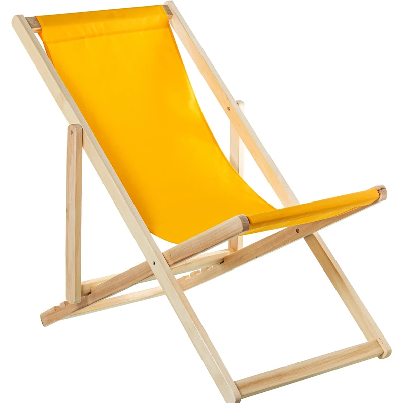 AlexandreHouse FOLDING WOOD HAMMOCK YELLOW FABRIC 4 POSITIONS_57.5X92/102.5X88.5/72CM - Image 1