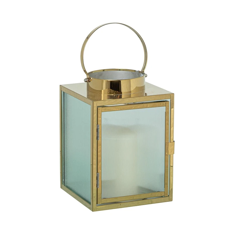 Farol Portavelas 20 cm Metal Chrome Dorado 14 x 14 x 20 cm