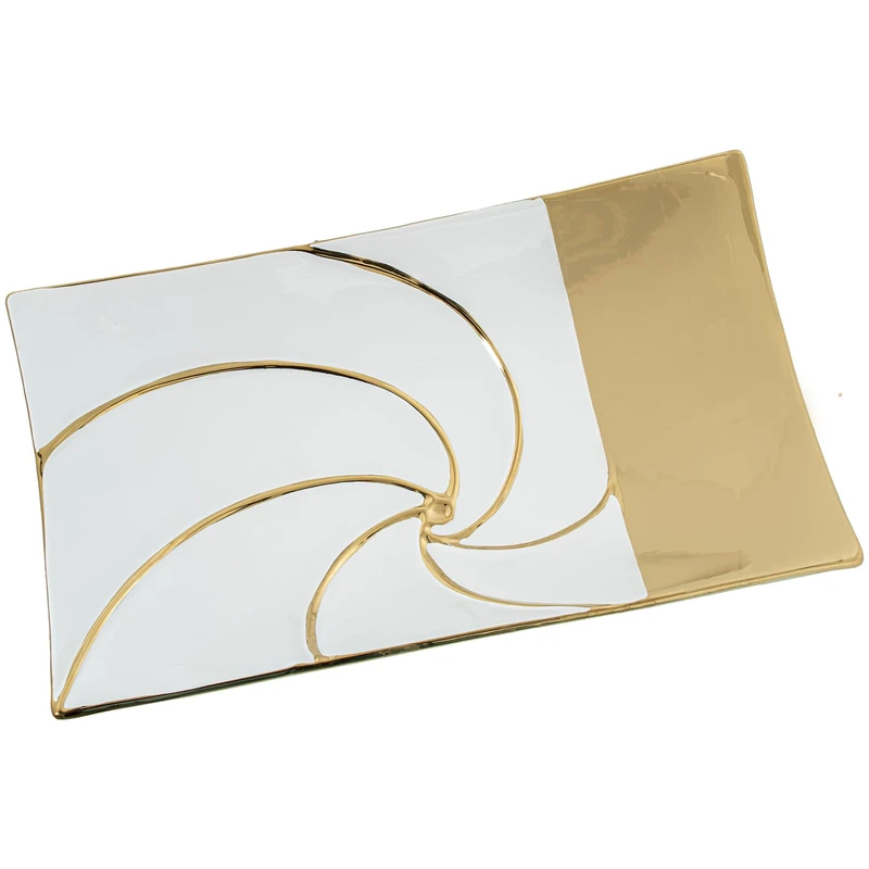 Rectangular Ceramic Center Blue Shimmer/Gold_40X24X8CM - Image 1