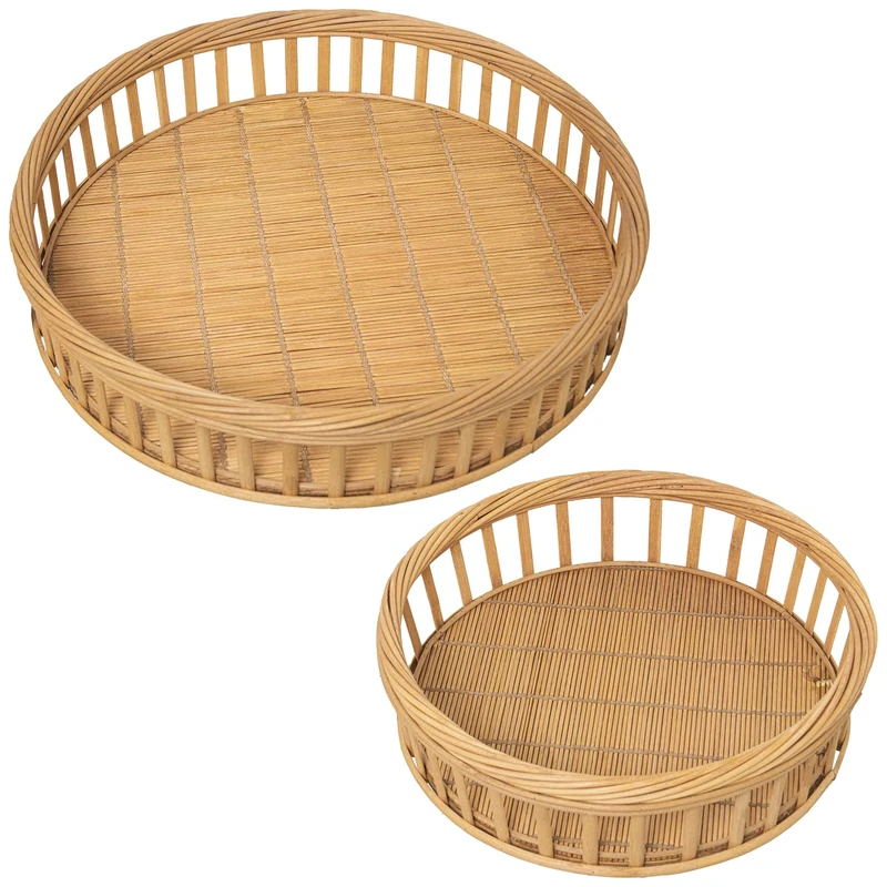 Set of 2 Bamboo Natural Bandejas_°43X9CM °33X_CM