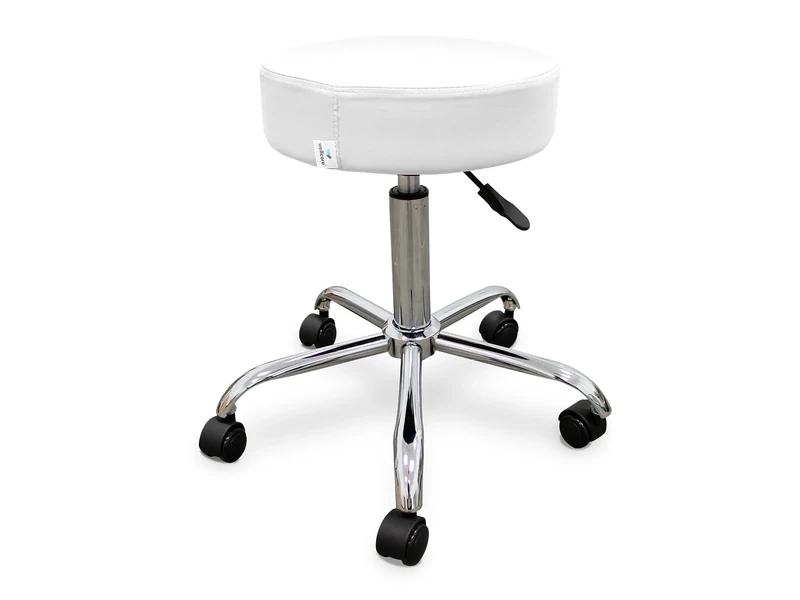 Wellcore Stool with Self-Braking Wheels, White
