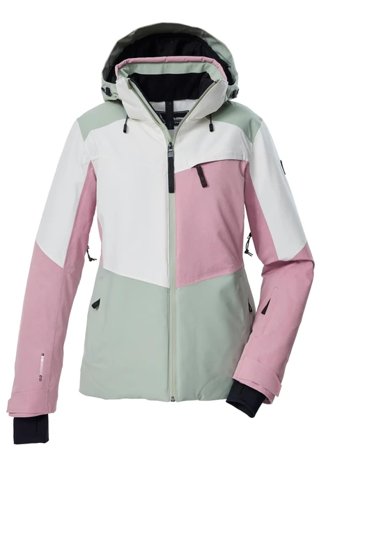 Killtec KSW 39 WMN Women's Ski Jacket with Zip-Off Hood, Snow Guard and Underarm Ventilation, Light Sage, 44, 43420-000