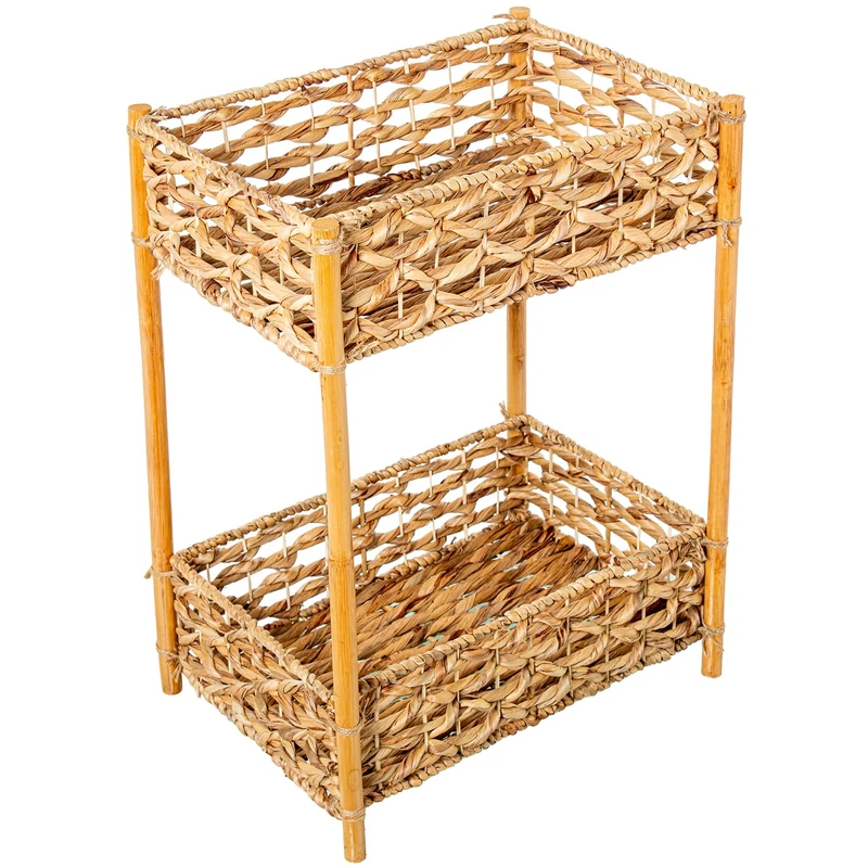 Summer 2 Baskets Jacinto DE AGUA C/Patas Madera_44X31X60CM Basket:42X27X13CM