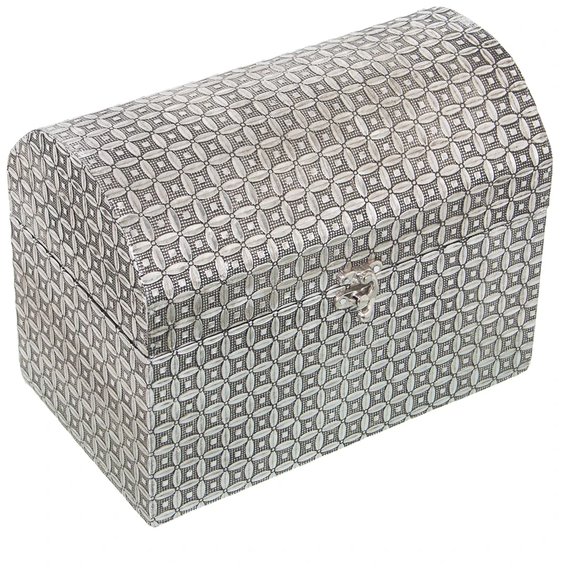 Joyero Metal Baúl Plateado 25 x 15 x 18 cm - Image 1