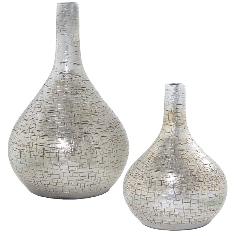 Set of 2 Ceramic Plateado jarrones, 20 x 32 cm, 24 x 42 cm - Image 1