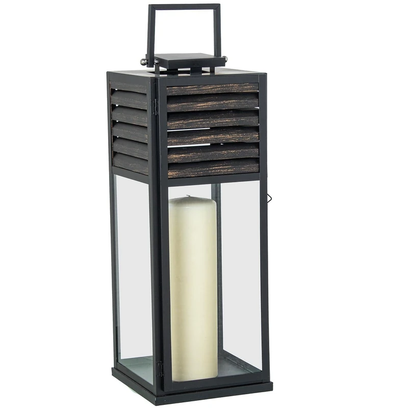 Farol wallet-holder 54 cm metal black/madera_20x21x54 cm - Image 1