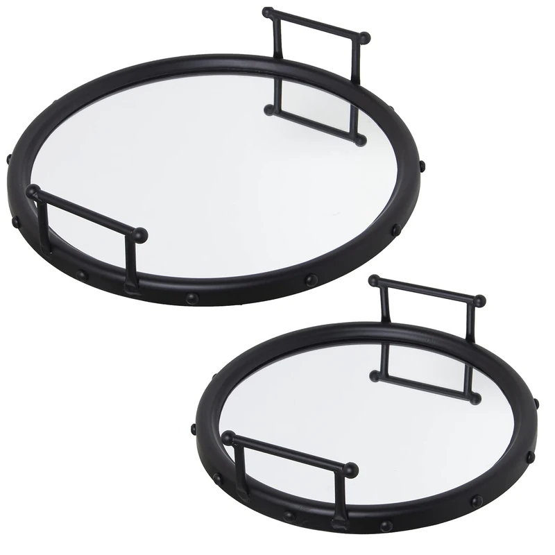 Set of 2 Black Metal Bandanas Espejo 47X9CM+40X9CM,INT:41/°33