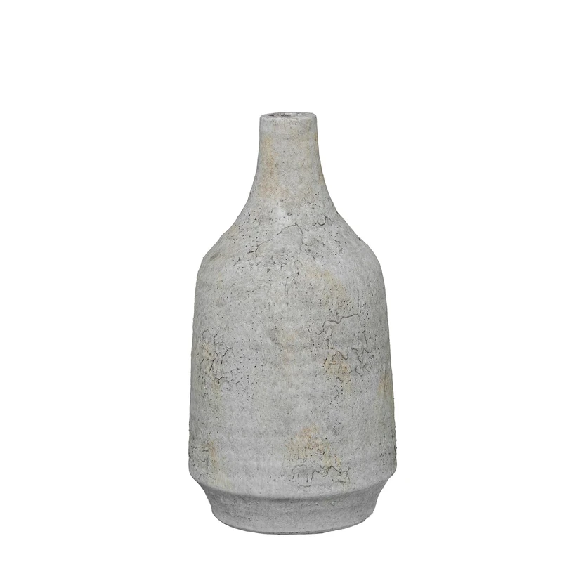JARRÓN CERÁMICA BOTELLA 28 CM BLANCO RÚSTICO_°15X28CM - Image 1