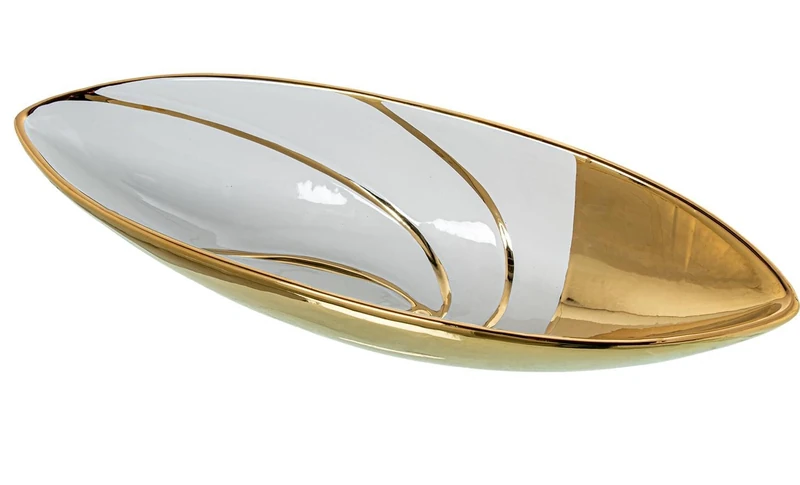 Ceramic Centre Blanco Brilli/Gold_40X13X8cm