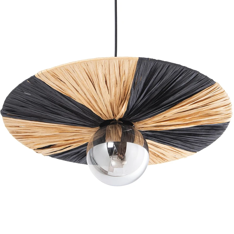 AlexandreHouse LÁMPARA TECHO Metal/Rafia/Crystal, 1XG95WAT (LED) NO Includes_45X45X20CM