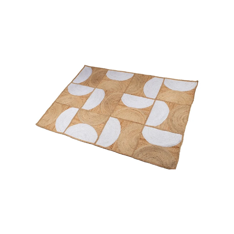ALFOMBRA Yute 60 x 100 cm Semicircles Natural/White 60 x 100 cm