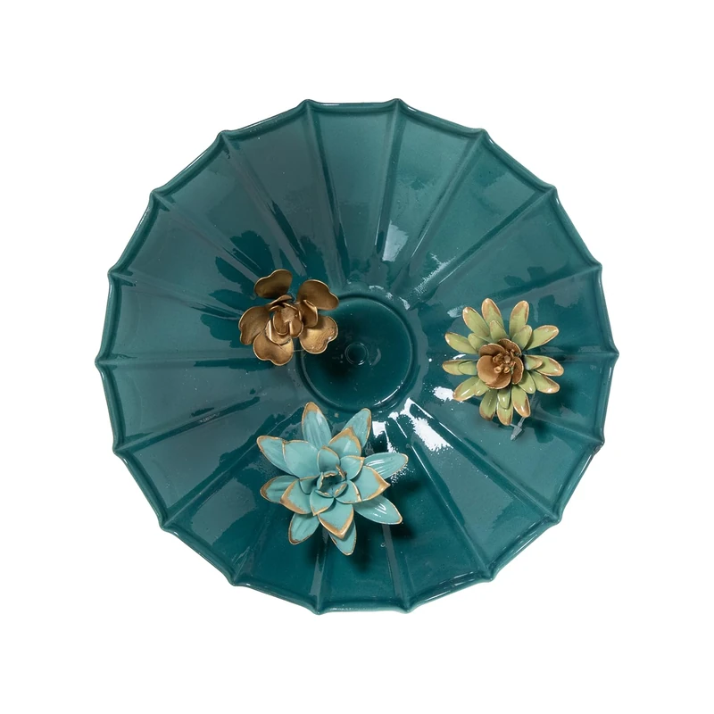Aplique PARED Metal Azul Flores_°25.5X6.5CM - Image 1