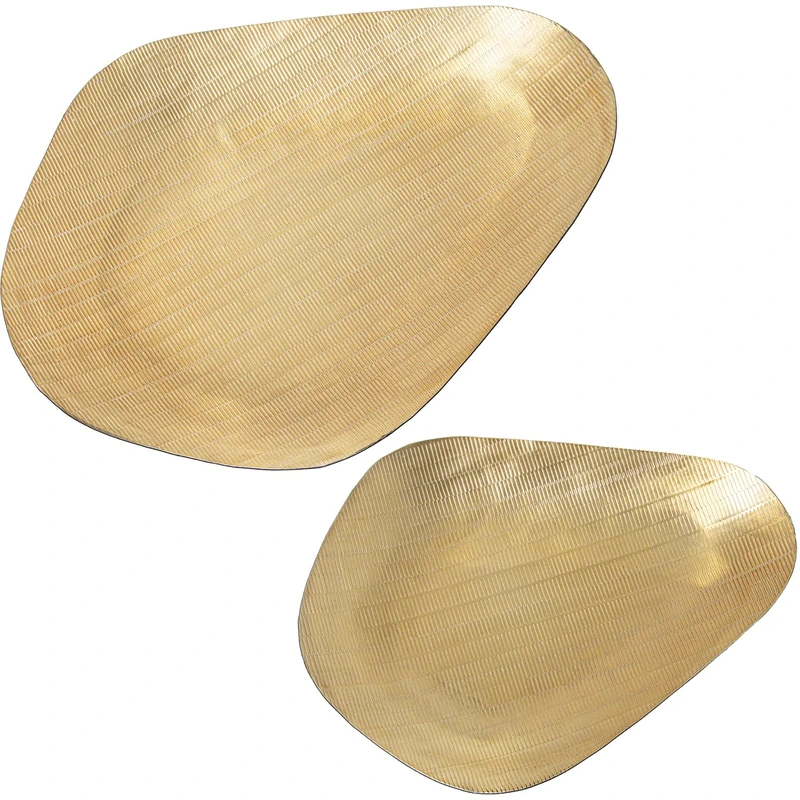 Set of 2 Tallado Dorado Aluminium Bandanas 31 x 23 x 2.5 + 42.5 x 32 x 4 cm
