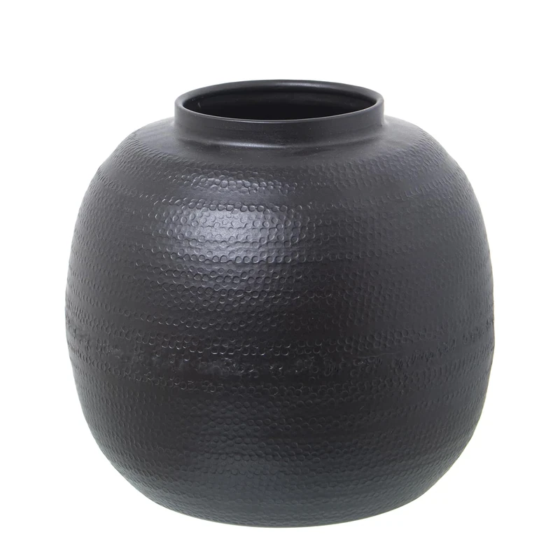 JARRÓN ALUMINIUM TALLADO BLACK_°25X23CM - Image 1