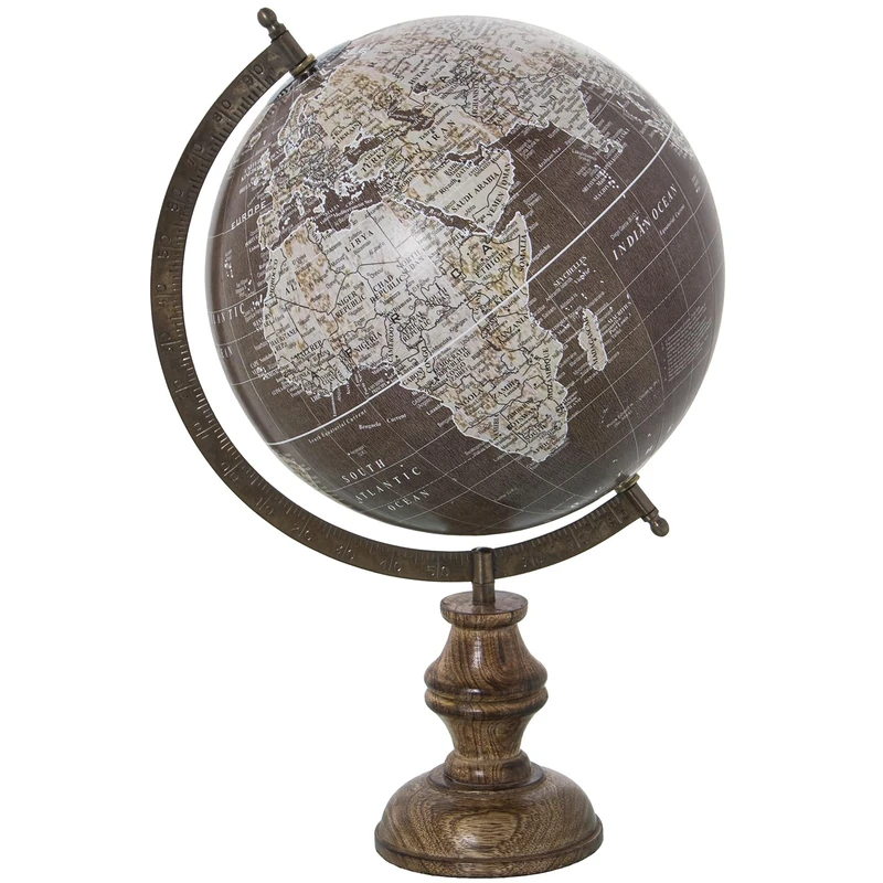 AlexandreHouse Terrace Globe - Brown/White Metal and Wood