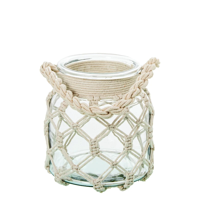 JARRÓN/Crystal Glass Holder 16 cm C/Cuerda_° 15 x 16 cm