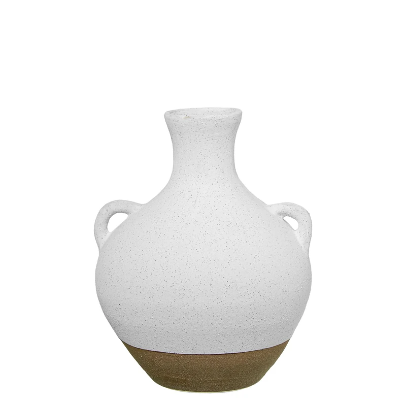 JARRÓN CERÁMICA C/ASAS 28 cm Blanco/Tierra_° 23X28 CM - Image 1