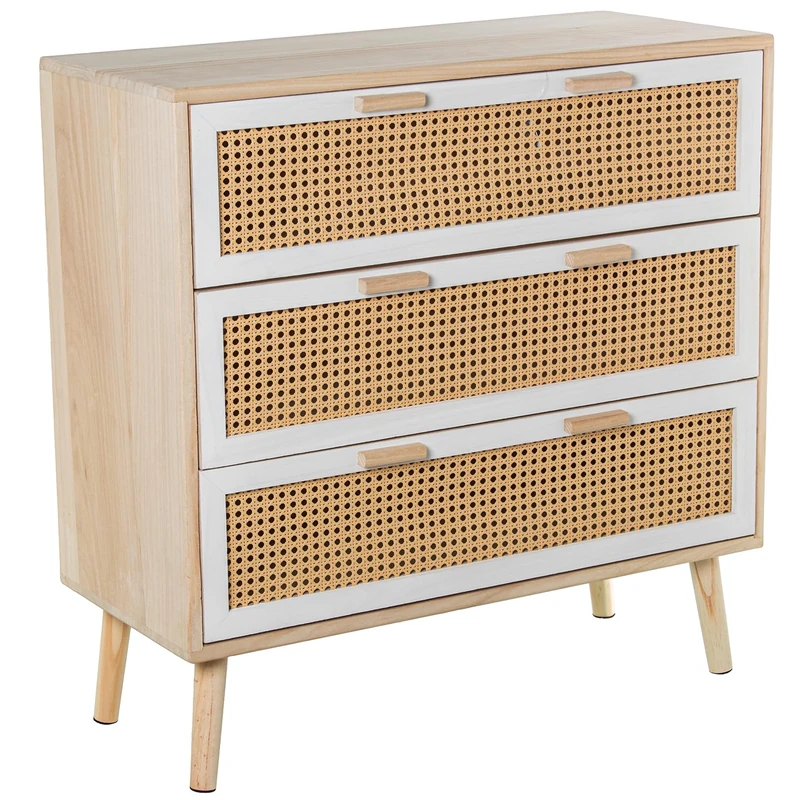 AlexandreHouse CóMODA C/3 Boxes Madera 80 x 35 x 81 cm DM+Paulownia + MIMBR