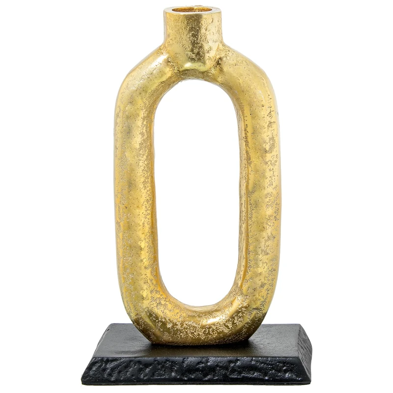 Gold Aluminium Candlestick C/BaseGRA_14 x 8 x 22 cm Para Velas °2 cm - Image 1