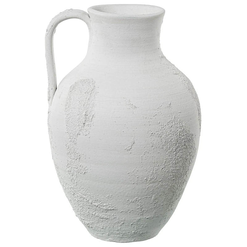 JARRÓN CERÁMICA C/ASA 39 CM BLANCO/GRIS RÚSTICO_24X26X39CM, BOCA:°12CM - Image 1