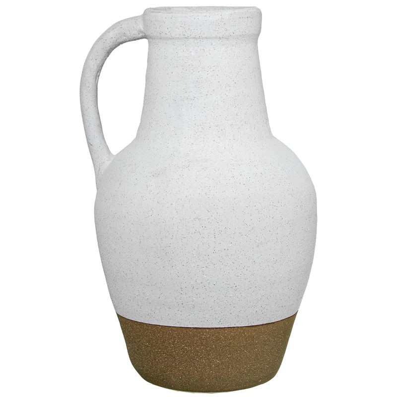JARRÓN CERÁMICA C/ASA 40 CM BLANCO/TIERRA_25X23X40CM