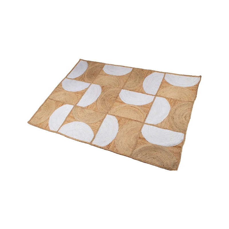AlexandreHouse ALFOMBRA YUTE 120 x 170 cm Semicircles Natural/White 120 x 170 cm - Image 1