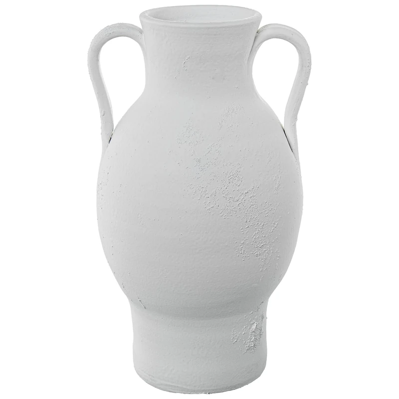 JARRÓN CERÁMICA C/ASAS 40 cm Blanco Rustic Arena_° 23X40 CM, Boca:°11 CM