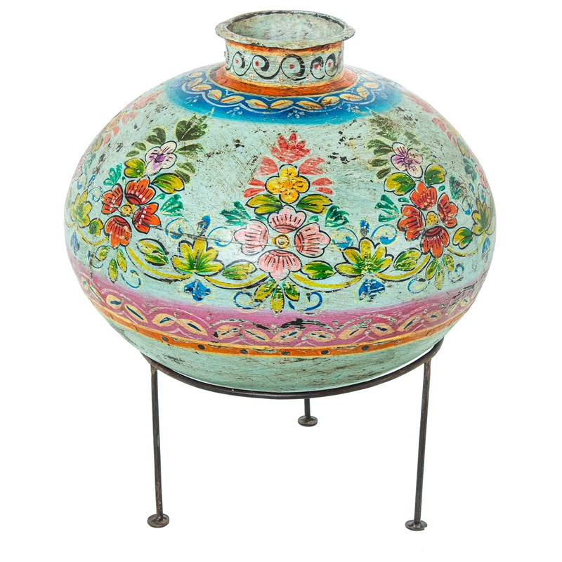 JARRÓN METAL DECORADO C/PIE_° 40X42 CM MEDIDA DEL CONJUNTO