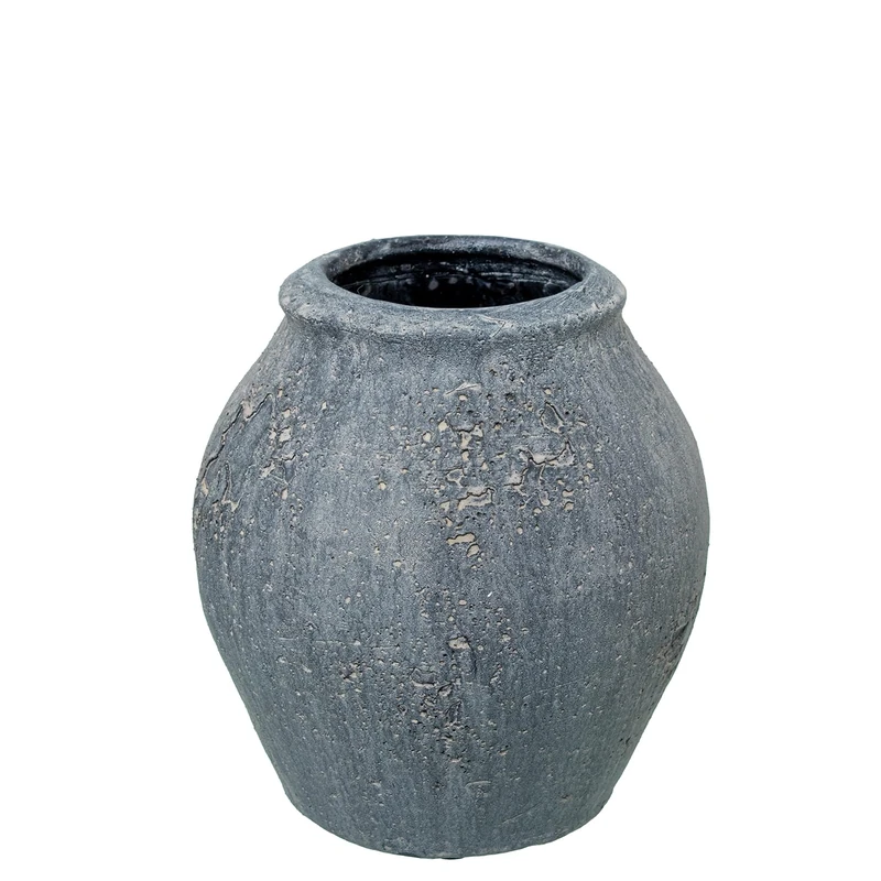 JARRÓN CERAMIC 15 CM GRIS RÚSTICO_°14X15CM