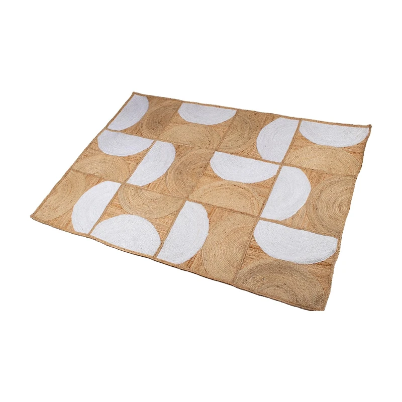 AlexandreHouse ALFOMBRA YUTE 160X230 CM Semicirculos Natural/BLANCO_160X230CM