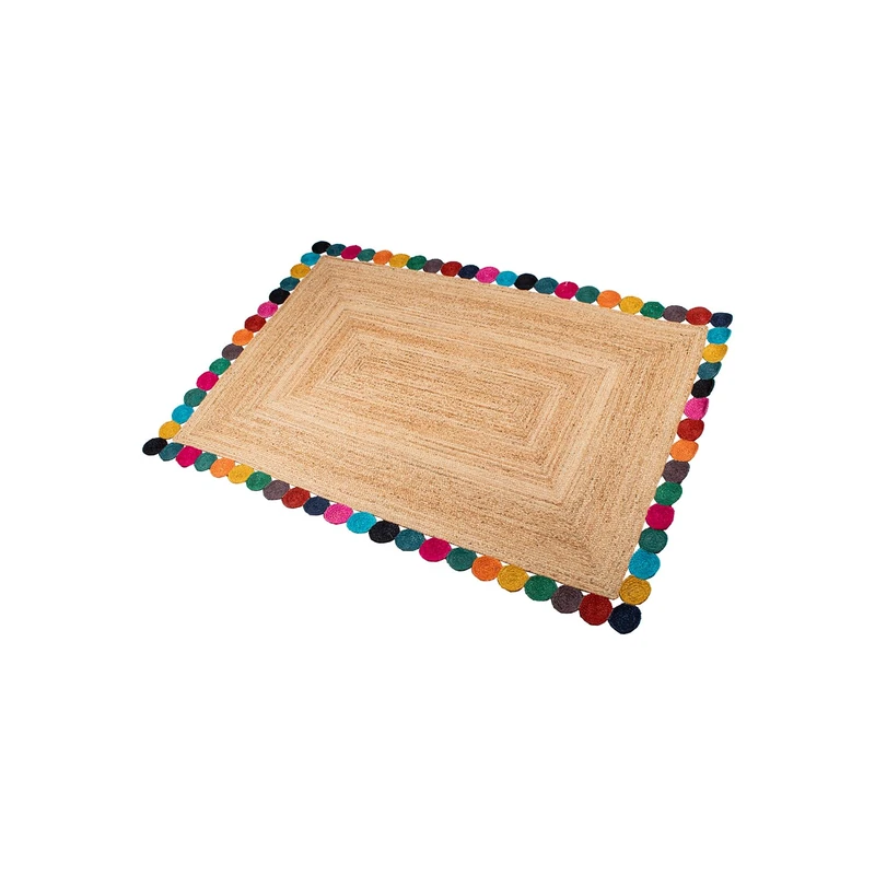 Alfombra Yute 60 x 100 cm NaturalBorde Redondeles Multicoloured, 60 x 100 cm