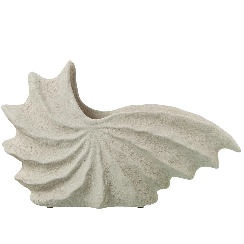JARRÓN CERAMIC 24 CM CONCHA ABSTRACTA GRIS_39X14X24CM