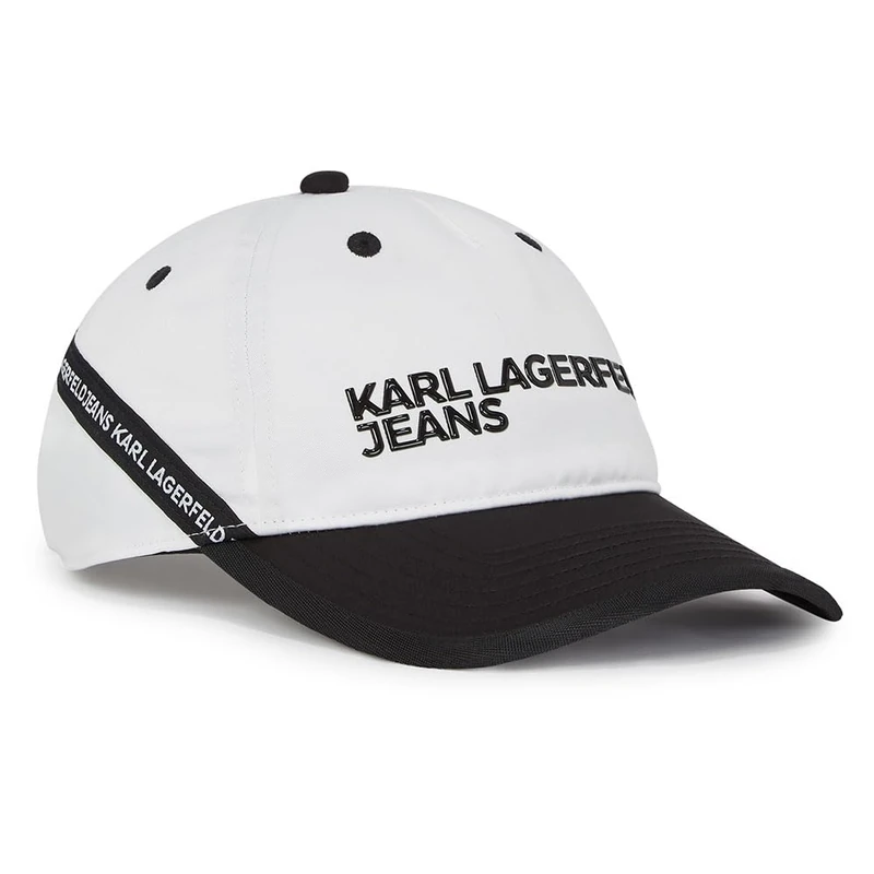 KARL LAGERFELD JEANS Men's Nylon Tape Cap, White, One Size