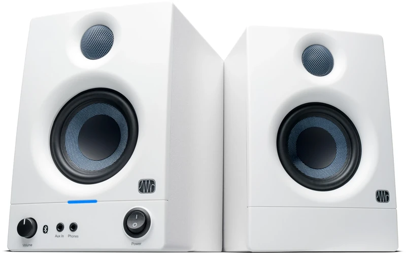 PreSonus Eris 3.5BT Gen 2 in White, Studio Monitor Speakers with Bluetooth, Pair, 3.5 Inch, 2-Way, Powered Desktop Speakers for Multimedia, Gaming, Studio-Quality Music Production, 50W Power