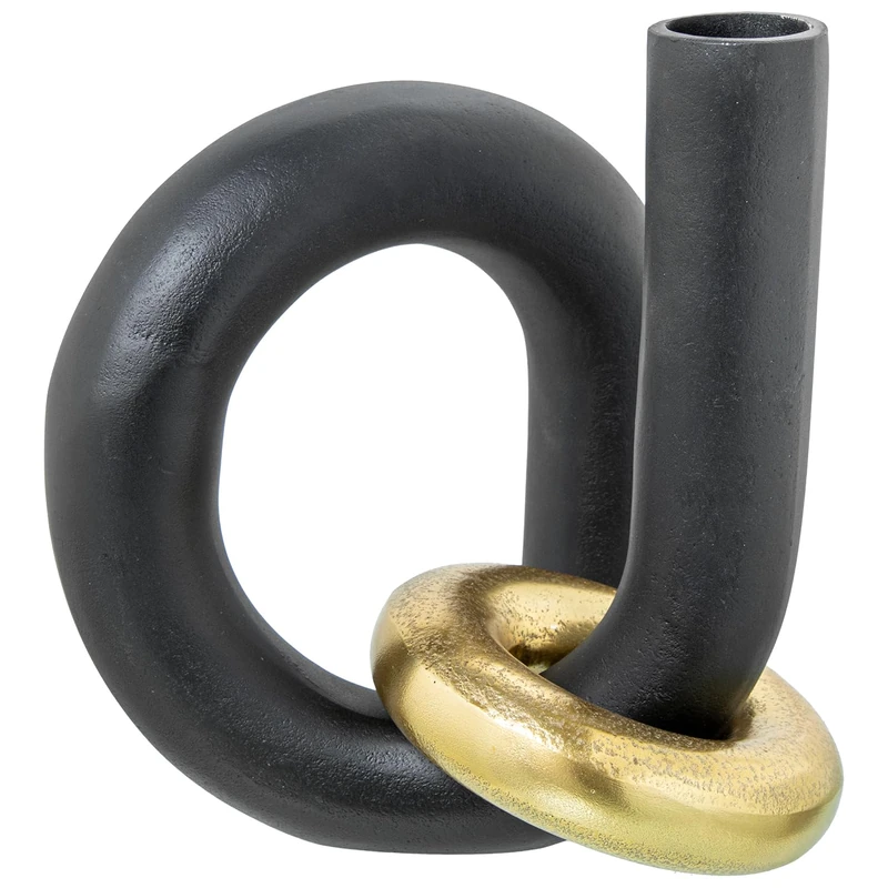 JARRÓN Aluminium Black C/ANILLOORO_20X17X22CM