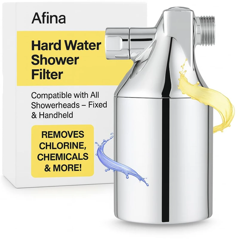 Afina Shower Filter – High Pressure Filtration for Healthier Hair & Skin, Reduces Hair Fall, Dry Itchy Skin, Dandruff, Eczema, Protects Colored Hair, Easy Install & Universal Fit, Chrome