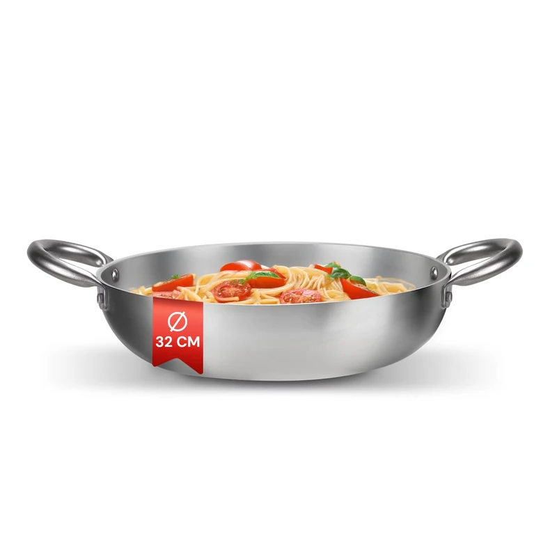 Avilia Tall Saucepan in Recycled Aluminium 32 cm with Two Ergonomic Stainless Steel Handles - Double Patented Bottom 19.3 cm - Compatible with All Hobs - Resistant up to 300 °C