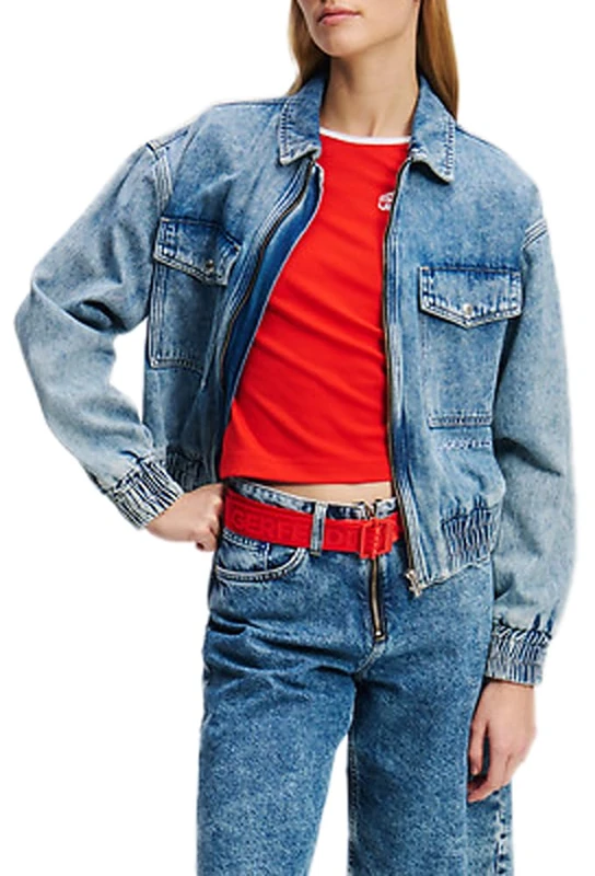 KARL LAGERFELD JEANS, Women's, Denim Bomber Jacket, Regular Fit, Blue, M - Image 1
