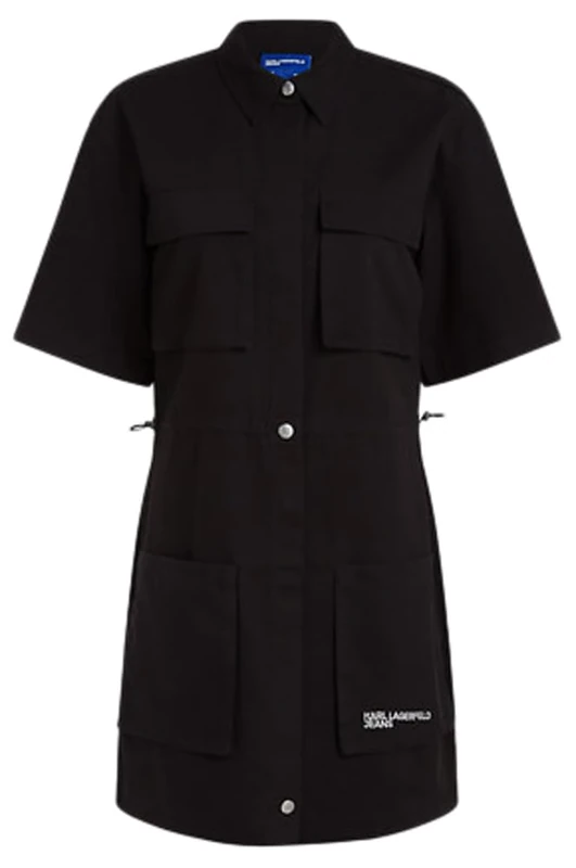KARL LAGERFELD JEANS Women's Utility Dress Casual, Black, M
