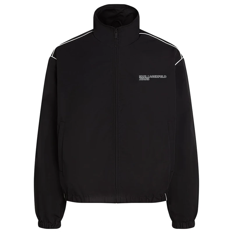 KARL LAGERFELD JEANS Men's Zip Up Piping Jacket, Black, XL