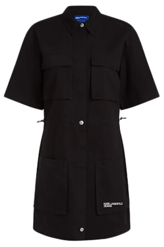KARL LAGERFELD JEANS Women's Utility Dress Casual, Black, XL