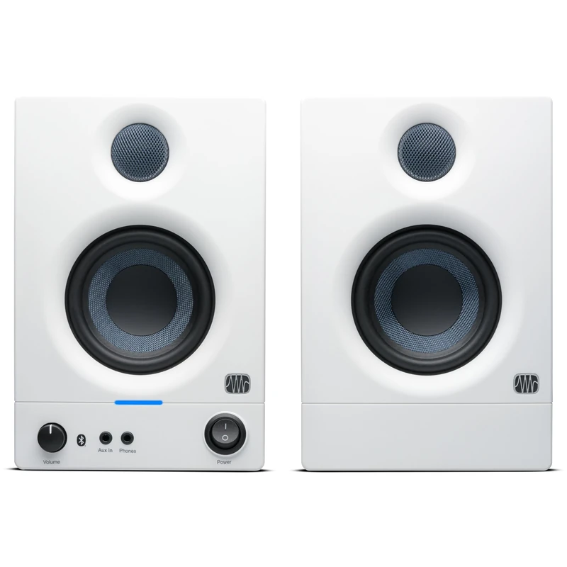 PreSonus Eris 3.5BT Gen 2 in White, Studio Monitor Speakers with Bluetooth, Pair, 3.5 Inch, 2-Way, Powered Desktop Speakers for Multimedia, Gaming, Studio-Quality Music Production, 50W Power