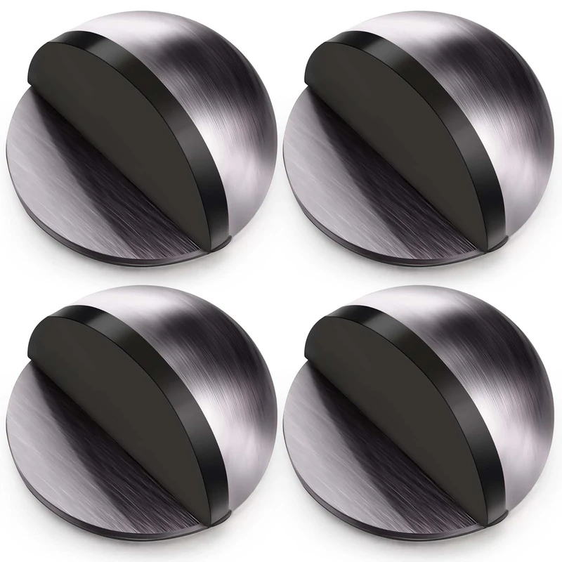 Hotop Self-Adhesive Floor Door Stoppers Oval Stainless Steel Door Stop Mounted Half Moon Wall Protector with Glues for Hard Floor Glass(Grey,4 Pcs)