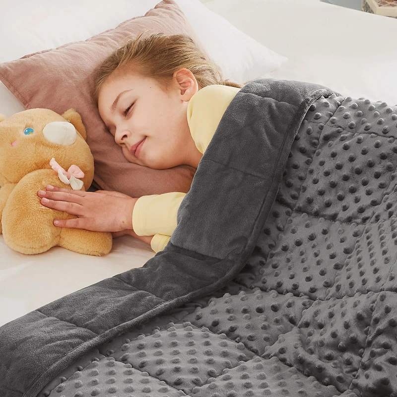 CuteKing Weighted Blanket - Weighted Blanket with Premium Glass Beads - Heavy Blanket Crystal Velvet for Comfort Sleep - Thick Blanket All Season (10lbs, 48"x72", Grey Bubble)